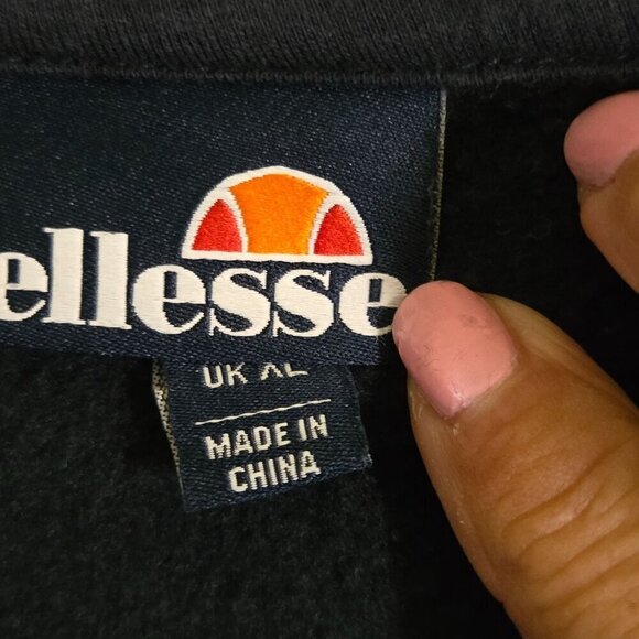 Ellesse Agata Sweatshirt Navy Crewneck Logo Print 90s Size XL - Picture 7 of 10